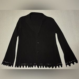 Issey Miyake Pleated Black Blazer with Cutouts, Size 4